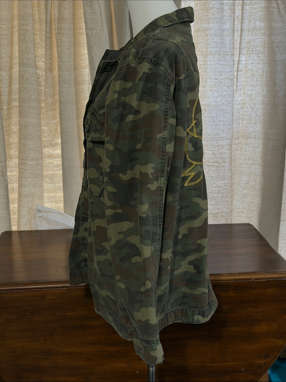 American Eagle Outfitters Olive Green Camo Field Jacket Nah to Love XL - Picture 4 of 11